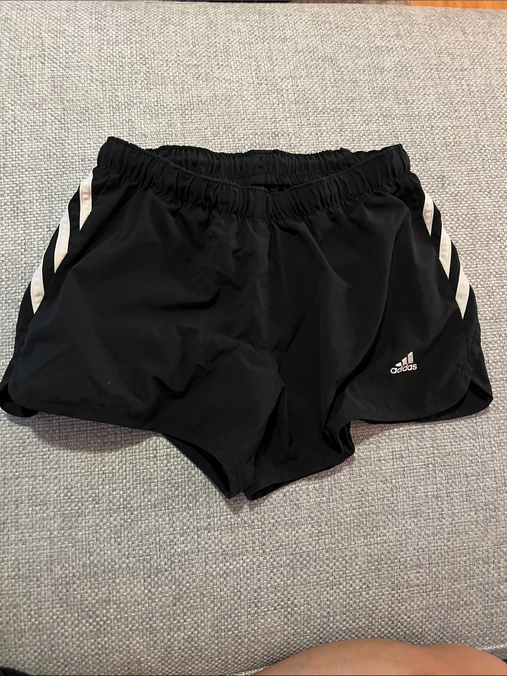 adidas Black Athletic Shorts with White Three-Stripes